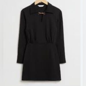 & OTHER STORIES Straight Gold Buckle Mini Dress Small EUR 36 Black LBD Classic